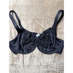Breezies Black Floral Embroidered Unlined Underwire Bra 46B Everyday Basics